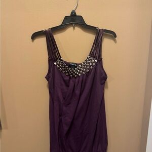 Rue21 Deep Purple Sleeveless Blouse with Embellished Neckline